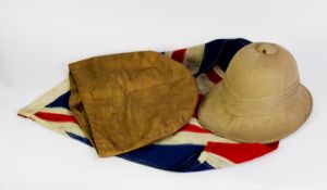 WORLD WAR II KHAKI FABRIC PITH HELMET, with Hawsworth Hats Ltd. 1942 stamped to the leather interior