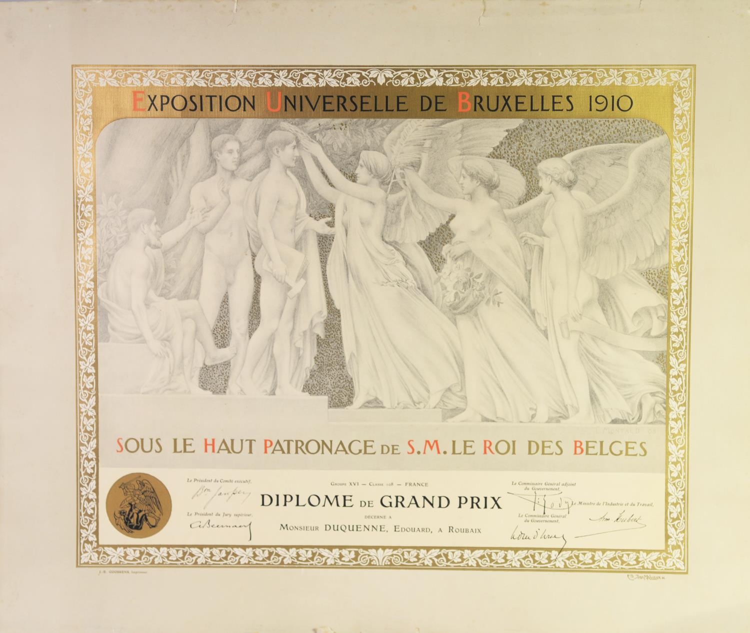 BELGIUM EXHIBITIONS: BRUSSELS 1910, an EMBOSSED WHITE METAL TABLE CIGARETTE BOX and a ?DIPLOME DE - Image 4 of 4