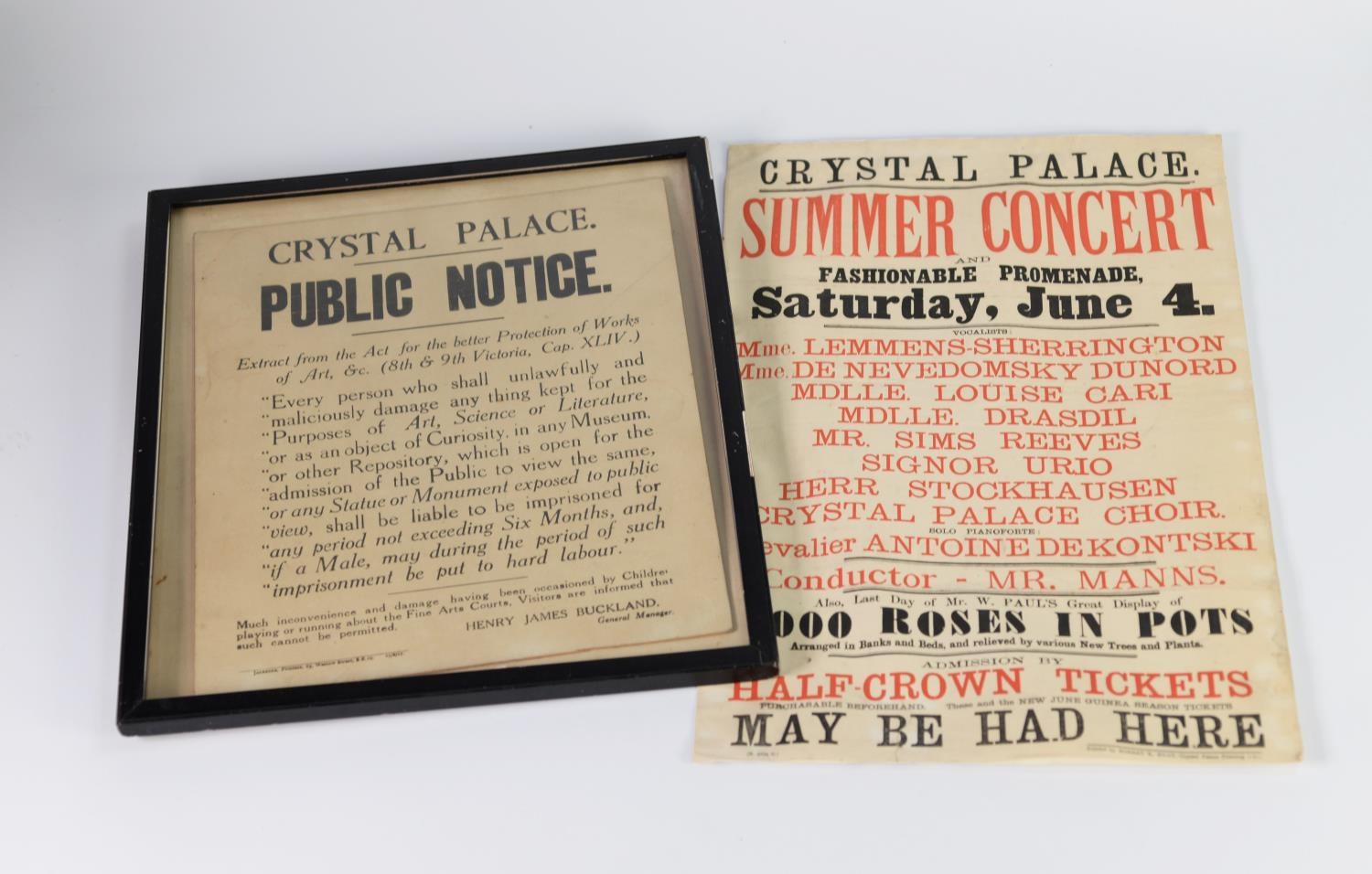 PRINTED SMALL SIZE LATE 19th/EARLY 20th CENTURY POSTER - Crystal Palace Summer Concert and - Image 2 of 2