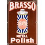 BRASS METAL POLISH - VINTAGE SINGLE SIDED ENAMEL SIGN, 20 1/2in (52cm) x 14in (35.5cm) (c/r losses