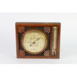 SHORT & MASON, LONDON, ART DECO WALL MOUNTED ANEROID BAROMETER, mounted with an ALCOHOL THERMOMETER,