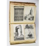 LADY'S VELLUM COVERED JOURNAL OF TRAVELS ABROAD ILLUSTRATED WITH POSTCARDS stuck in and dated on the