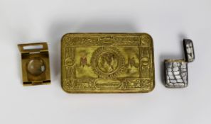 PRINCESS MARY'S WORLD WAR I EMBOSSED BRASS GIFT TIN, Christmas 1914.  TOGETHER WITH AN EDWARDIAN