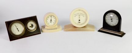 FOUR EARLY TWENTIETH CENTURY DESK BAROMETERS IN BAKELITE CASES, including a ROTOTHERM EXAMPLE with