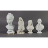 EARLY TWENTIETH CENTURY PARIAN BUST OF BURNS in classical robes, on integral glazed socle, 5 1/2" (