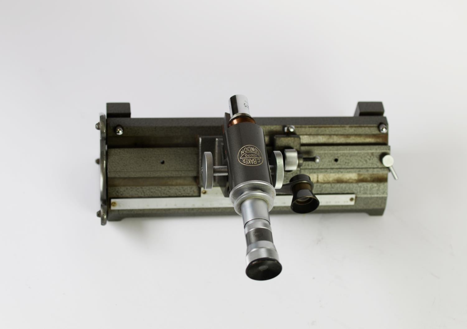 C. BAKER, LONDON, TRAVELLING PRECISION ENGINEERING VERNIER, MICROSCOPE, heavy cast metal with