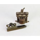 VINTAGE ?PORTEX? BRASS, GLASS EYE MOULDING PRESS, 4 ½? (11.4cm) high, together with a CALIBRATION/