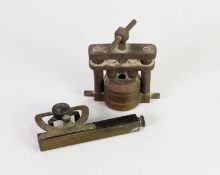 VINTAGE ?PORTEX? BRASS, GLASS EYE MOULDING PRESS, 4 ½? (11.4cm) high, together with a CALIBRATION/