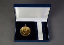 ?THE NELSON SOCIETY? LIMITED EDITION BATTLE OF TRAFALGAR COMMEMORATIVE GILT BRONZE MEDAL, (83/