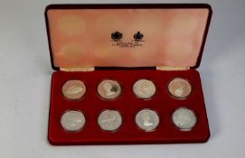 SET OF EIGHT SILVER JUBILEE CROWN COINS - a proof silver set made in Birmingham and the Royal