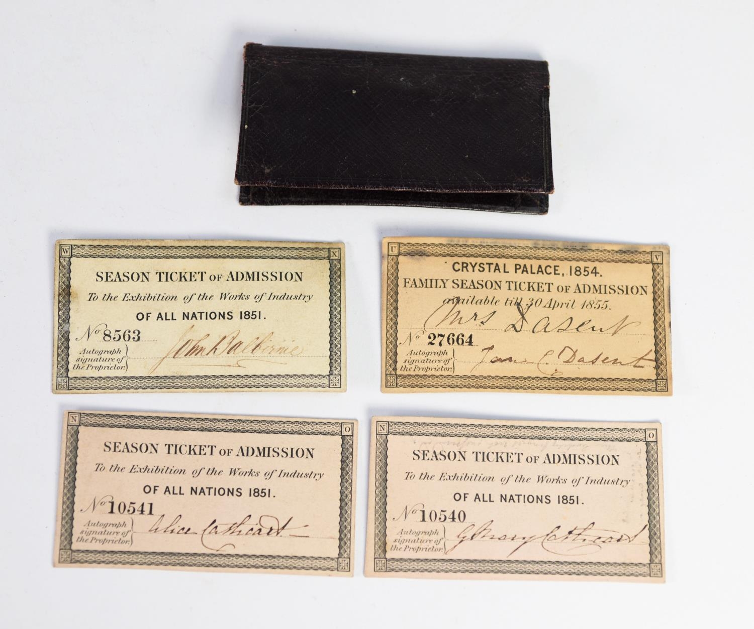 FOUR SEASON TICKETS OF ADMISSION - THE EXHIBITION OF THE WORLDS OF INDUSTRY OF ALL NATIONS 1851, - Image 2 of 4