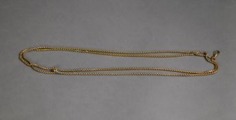 GOLD PLATED LONG, CONTINUOUS BELCHER PATTERN GUARD CHAIN, with swivel clip