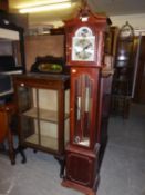 A MAHOGANY SPRING DRIVEN GRANDDAUGHTER CLOCK