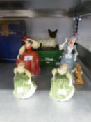 FOUR ROYAL DOULTON CHINA FIGURES, 2 x 'FAIR MAIDEN', HN 2211, LOYAL FRIEND HN 3358, BUTTERCUP HN