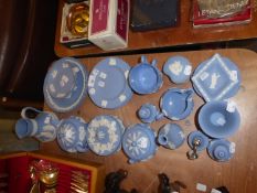 TWENTY FIVE PIECES OF MODERN WEDGWOOD PALE BLUE JASPERWARE (25)