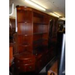 A LARGE GEORGIAN STYLE LINE INLAID MAHOGANY SIDE UNIT, IN FOUR SECTIONS, EACH WITH DRAWERS AND