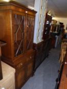 GEORGE III STYLE SECRETAIRE LIBRARY BOOKCASE, WITH TWO ASTRAGAL GLAZED DOORS OVER A SLIGHTLY