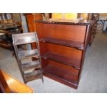 A MAHOGANY THREE TIER OPEN BOOKCASE, WITH GADROON CARVED EDGES AND A SMALL FOUR TIER OPEN