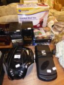 ROVE AM/FM MAINS RADIO AND CD PLAYER; MAINS ELECTRIC VIDEO TAPE REWINDER; BOXED 'EASYLIFE CORDED BED