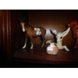 BESWICK MODEL HORSE, A SZEILER STUDIO CERAMIC HUMOROUS MODEL of RECUMBENT PONY, and A ROYAL