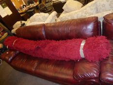 RIMO DESIGNS, HAND WOVEN RED VISCOSE SHAGGY PILE OBLONG RUG, 223.5cm x 203cm
