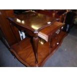 A PAIR OF MAHOGANY OBLONG OCCASIONAL TABLES, ON CABRIOLE SUPPORTS
