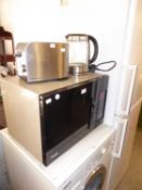 TOSHIBA ER7800 MICROWAVE; AN ELECTRIC KETTLE; ELECTRIC TOASTER (3)