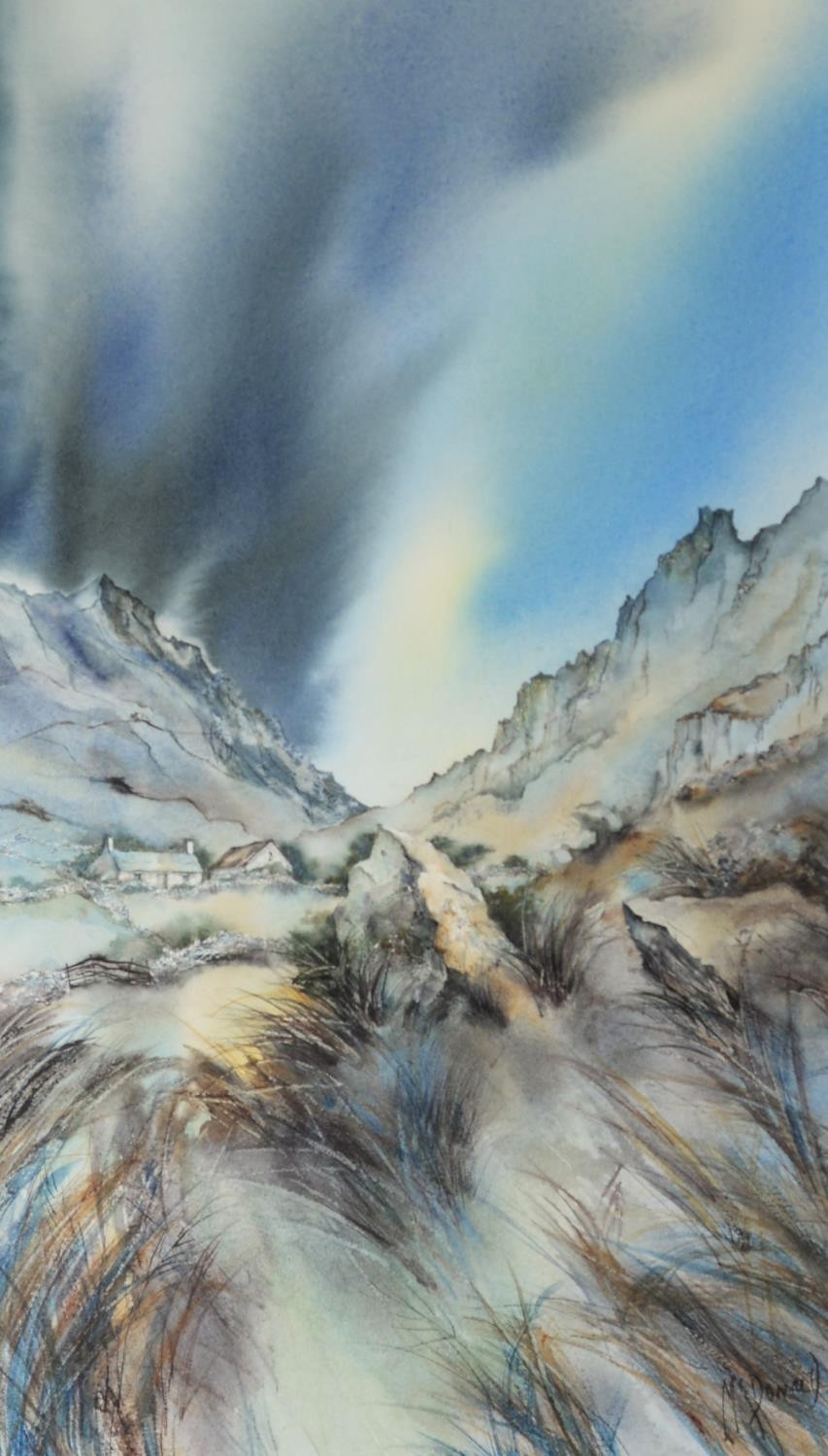 GILLIAN MCDONALD (TWENTIETH/ TWENTY FIRST CENTURY) TWO WATERCOLOURS ‘Mountain Pass Study’ Signed, - Image 2 of 6