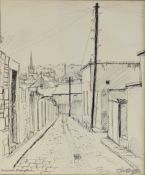 ROGER HAMPSON (1925 - 1996) BALLPOINT PEN DRAWING Backstreet, Accrington Signed and titled 10 1/