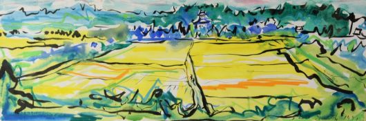 DAVID SMITH (1920-1999) WATERCOLOUR ‘Japanese Landscape’ Signed and dated 1992, titled verso 10 ½” x