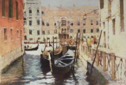 GEORGE THOMPSON (born Wigan) ARTIST SIGNED LIMITED EDITION GICLEE PRINT Gondolas - Maria Giglio