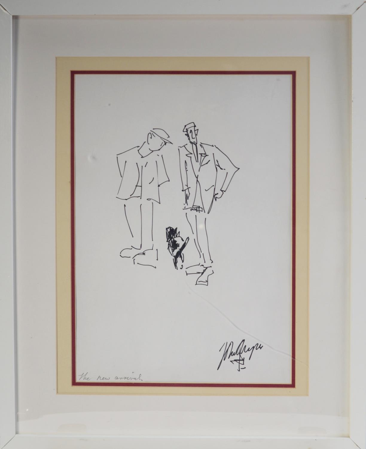 JOHN THOMPSON 1924-2011) BLACK FELT TIP PEN DRAWING ‘The New Arrival’ Signed and monogrammed, titled - Image 2 of 2