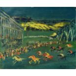 ATTRIBUTED TO RAOUL DUFY (1877-1953) OIL ON CANVAS Race course scene with riders and figures,