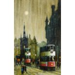 ARTHUR DELANEY (1927-1987) OIL PAINTING Albert Square, Manchester Signed 8 ½” x 5 ¼” (21.6cm x 13.