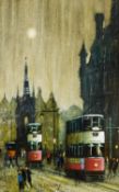 ARTHUR DELANEY (1927-1987) OIL PAINTING Albert Square, Manchester Signed 8 ½” x 5 ¼” (21.6cm x 13.