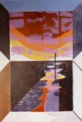 NORMAN JAQUES (1922-2014) TWO LIMITED EDITION COLOUR PRINTS ‘Landscape with Lake’, (3/20) Signed