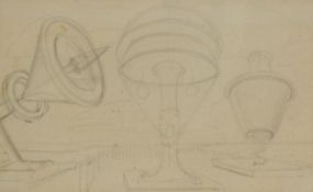 ATTRIBUTED TO EMMANUEL LEVY (1900-1986) PENCIL SKETCH Conical forms Ascribed in pencil verso and
