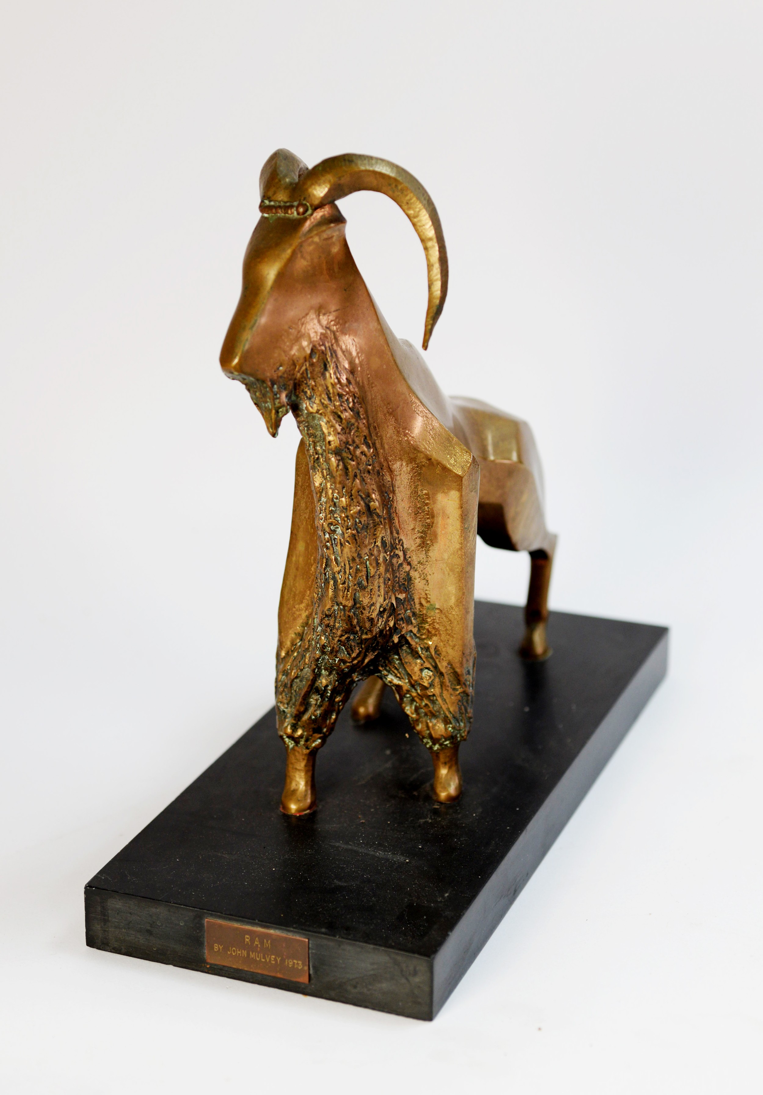 JOHN MULVEY (b.1939) Cast and polished bronze sculpture 'RAM' Signed