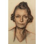 IAN GRANT (1904 - 1993) CONTE CRAYON DRAWING The Artist's Mother, bust portrait Signed lower right