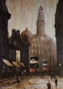 ARTHUR DELANEY (1927 - 1987) ARTIST SIGNED LIMITED EDITION COLOUR PRINT Manchester street scene with