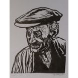 ROGER HAMPSON (1925 - 1996) LINOCUT ON GREY PAPER Fred Signed and titled in pencil (unframed) 10in x