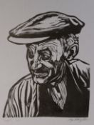 ROGER HAMPSON (1925 - 1996) LINOCUT ON GREY PAPER Fred Signed and titled in pencil (unframed) 10in x