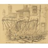 JOE SPARKS (TWENTIETH CENTURY) THREE PEN AND INK DRAWINGS ‘Iron Railings, Heaton Moor, Stockport’ 8”