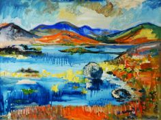 LAWRENCE JAMES ISHERWOOD (1917-1988) OIL ON BOARD ‘Scottish Lochan’ Signed, titled verso 17 ¾” x