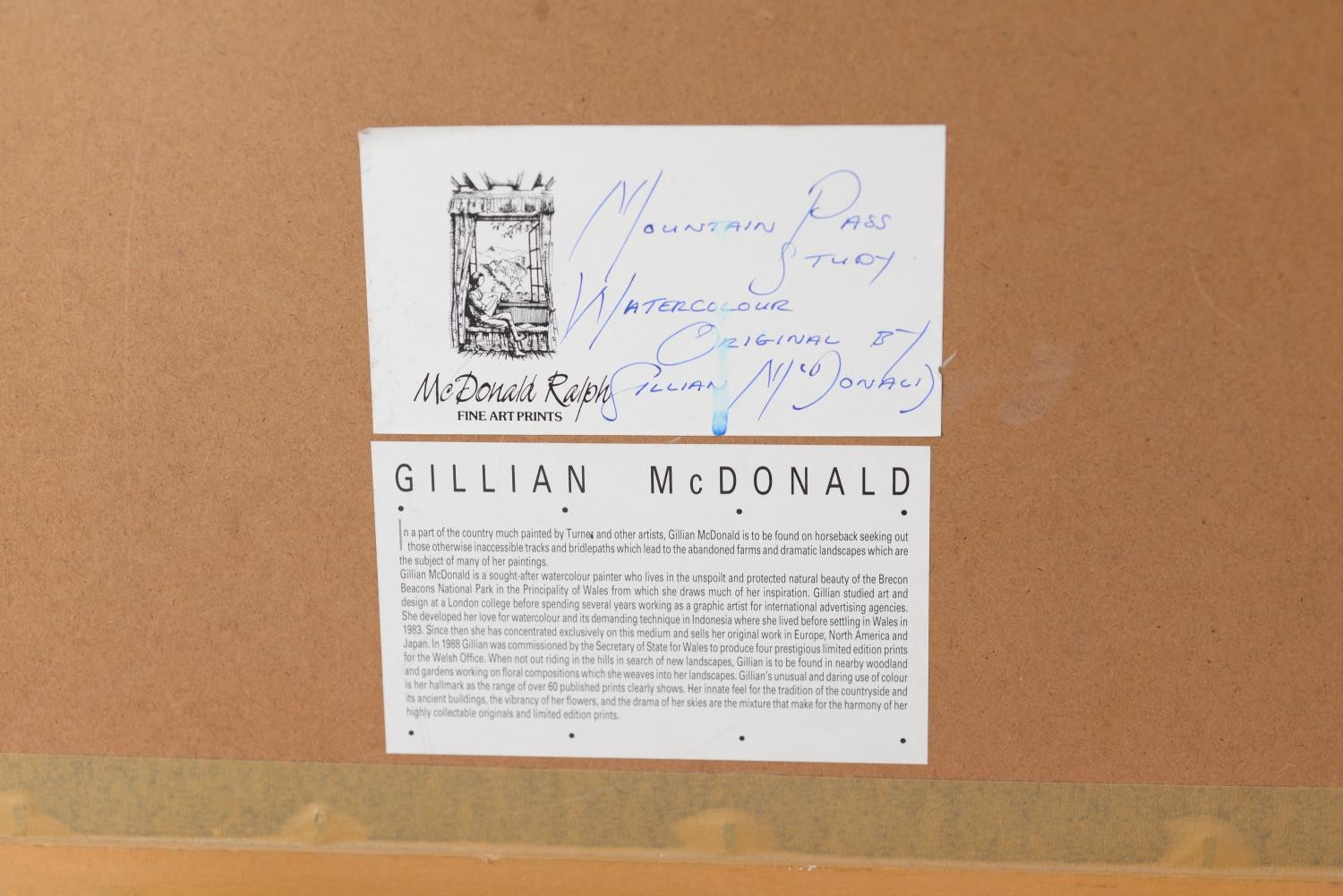 GILLIAN MCDONALD (TWENTIETH/ TWENTY FIRST CENTURY) TWO WATERCOLOURS ‘Mountain Pass Study’ Signed, - Image 4 of 6