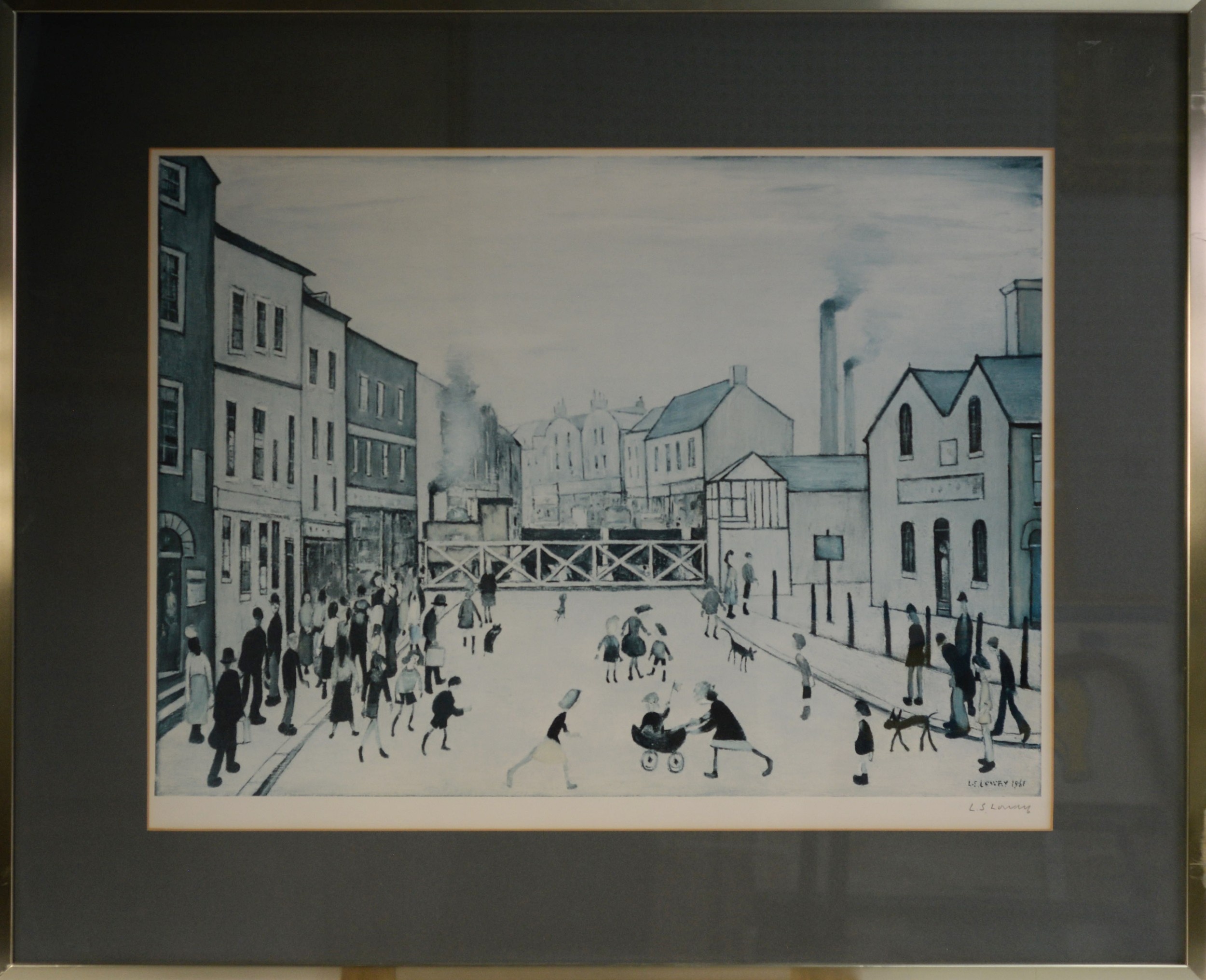 LAURENCE STEPHEN LOWRY (1887-1976) ARTIST SIGNED COLOUR PRINT 'The Level Crossing (Burton on - Image 2 of 2
