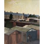 ROGER HAMPSON (1925 - 1996) OIL PAINTING ON CANVAS Accrington Evening Signed lower right, titled and