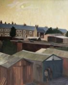 ROGER HAMPSON (1925 - 1996) OIL PAINTING ON CANVAS Accrington Evening Signed lower right, titled and