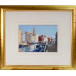 BOB RICHARDSON (b.1938) PASTEL Venetian canal scene with moored boats Signed 7 ½” x 10 ¾” (19cm x