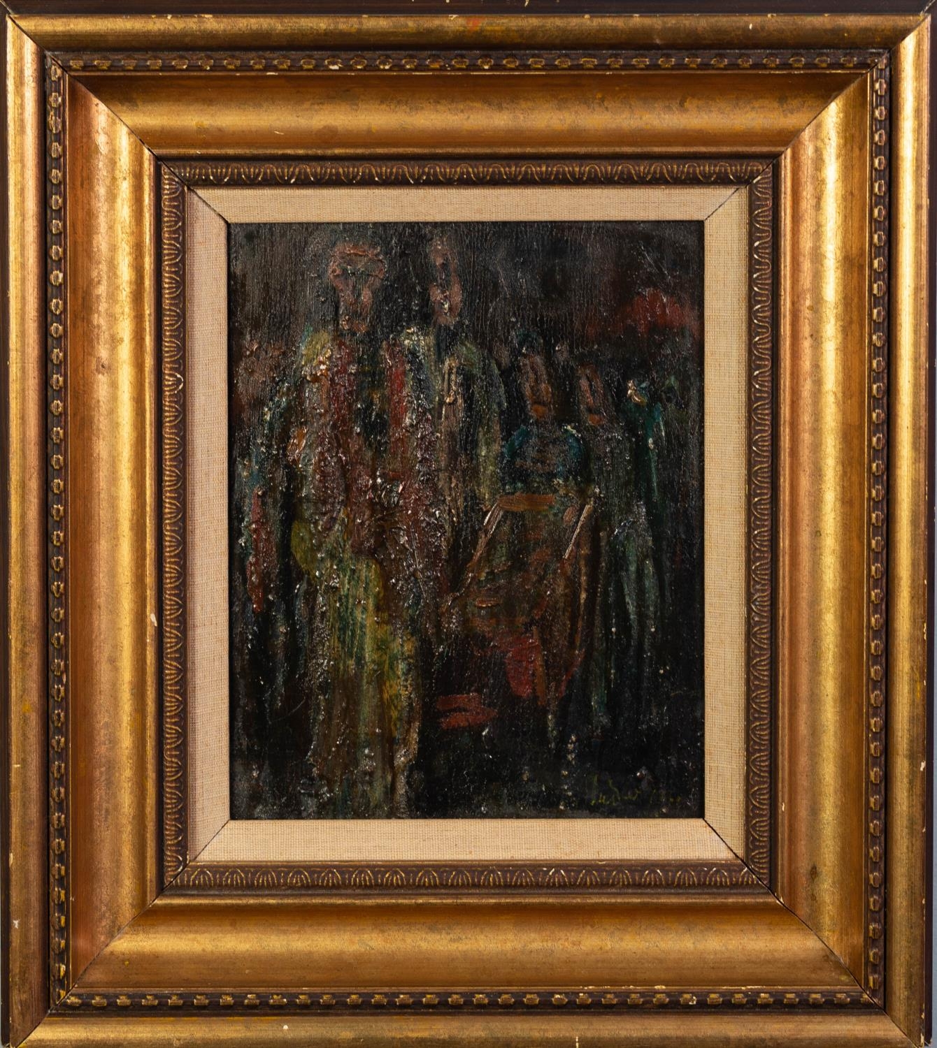 WILLIAM TURNER (1920 - 2013) OIL PAINTING ON BOARD The Burial of a Friend Signed and dated 1951 - Image 2 of 2